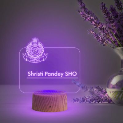 Personalized SHO Delhi Police night lamp with Multicolored Light Customized with Name Gift for Police Officer , Home & Office Decor